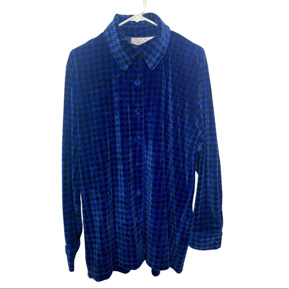 NWT- Dressbarn Houndstooth Button Down Shirt - Picture 1 of 6